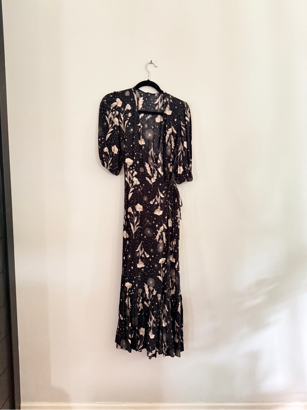 Mavi Floral Wrap Midi Dress - Black - Picture 3 of 8